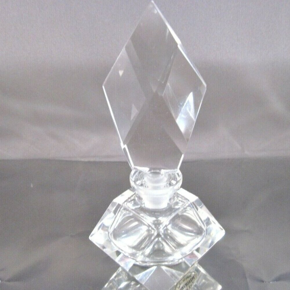 Vintage Lead Crystal Perfume Bottle Hand Cut with Stopper Made in Japan